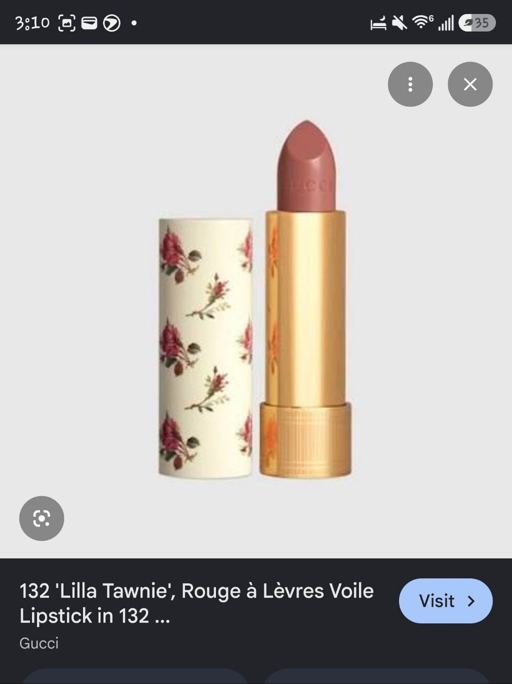Gucci Voile Lipstick in Pink Nude with Gold Tube and Floral Cap